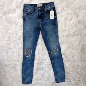 Free People Busted Knee High Waisted Skinny Jeans